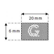 Rechthoekig mosrubber snoer | 6 x 20 mm | rol 50 meter